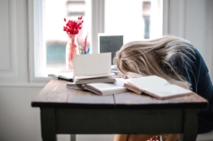 woman on desk